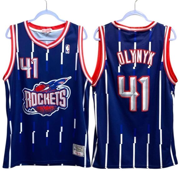 Mitchell & Ness Houston Rockets Kelly Olynyk Jersey XL Navy Throwback NBA - Picture 1 of 16
